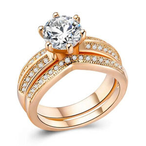 💥 MLNN10214K Rose Gold Plated Round Brillant Wedding Couple Ring, MLNN1…